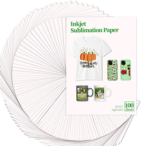 VINYL FROG Sublimation Paper 100 Sheets A4 Heat Transfer Paper 8-3  x 11-7  for Any Epson HP Canon Sawgrass Inkjet Printer with Sublimation Ink for T shirt and Mugs DIY