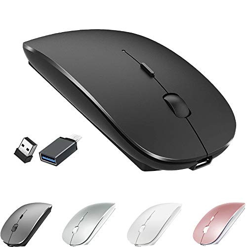 Wireless Mouse for MacBook Pro MacBook Air Laptop Mac ipad Wireless Mouse for MacBook Air-Pro MacBook Mac Notebook Windows Desktop Computer iMac Chromebook PC Laptop USB Wireless Mouse-Black