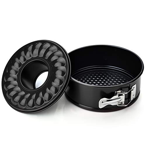 Non-stick 7 Inch Springform Bundt Pan for Instant Pot - Siveit 2-In-1 Cheesecake Quick-release Bakeware Bundt Cake Pan for Use with 5,6,8 Quart Pressure Cooker and Oven Baking (Black)