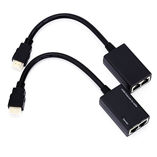 Tihebeyan HDMI Extension Cable  up to 1080p HDMI Receiver Sender Over RJ45 CAT6 CAT5e LAN Ethernet Balun Repeater Extender