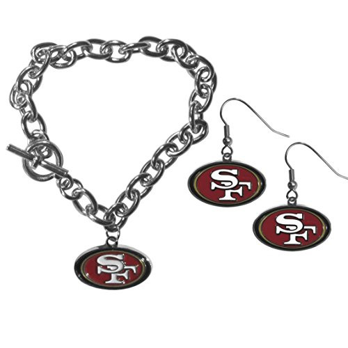 NFL Siskiyou Sports Womens San Francisco 49ers Chain Bracelet and Dangle Earring Set One Size Team Color