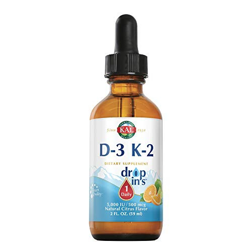 KAL D-3 and K-2 DropIns   5000 IU - 500 MCG   Healthy Bones  Heart   Immune Function Support   Natural Citrus Flavor   2 FL OZ   59 Servings
