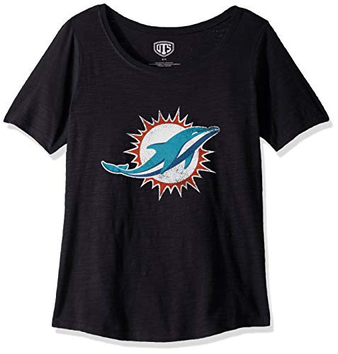 OTS NFL Miami Dolphins Women s Slub Scoop Tee  Logo  X-Large