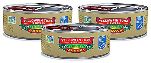 Genova  Wild Caught Yellowfin Pack of 3  Yellowfin Tuna in Olive Oil  5 oz each