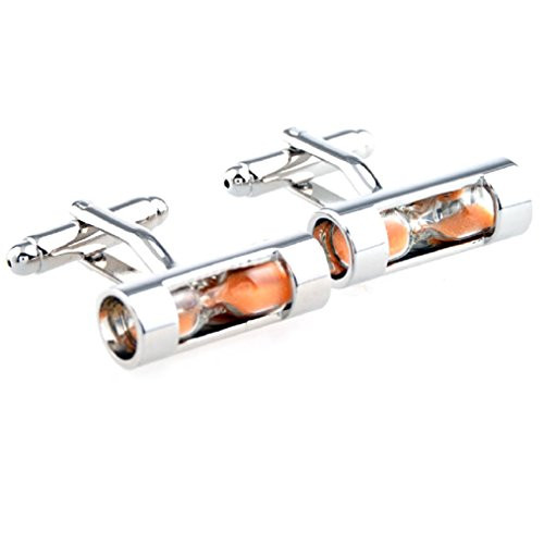 MRCUFF Sand Timer Hourglass Orange Sandtimer Pair Cufflinks in a Presentation Gift Box   Polishing Cloth