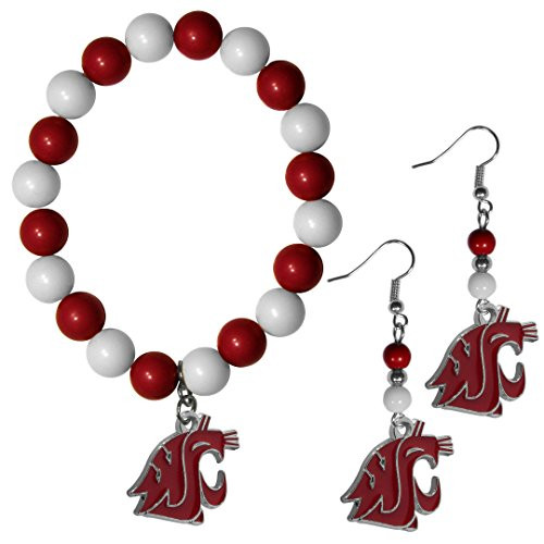 NCAA Siskiyou Sports Womens Washington State Cougars Fan Bead Earrings and Bracelet Set One Size Team Color NCAA Siskiyou Sports Womens Washington State Cougars Fan Bead Earrings and Bracelet Set One Size Team Color