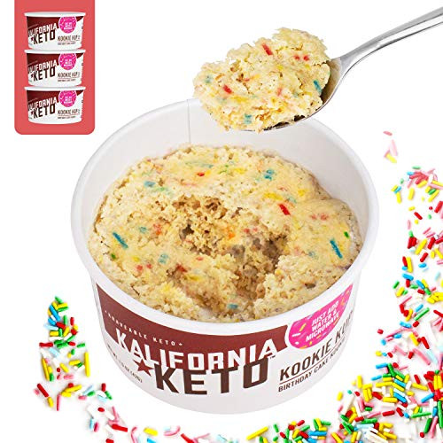 Kalifornia Keto - Keto Cookie Cups - 1-7oz Birthday Cake Cookie Cup Pack of 3 - 3 Net Carbs Per Cup  Homemade Taste  Low Carb Keto Snack