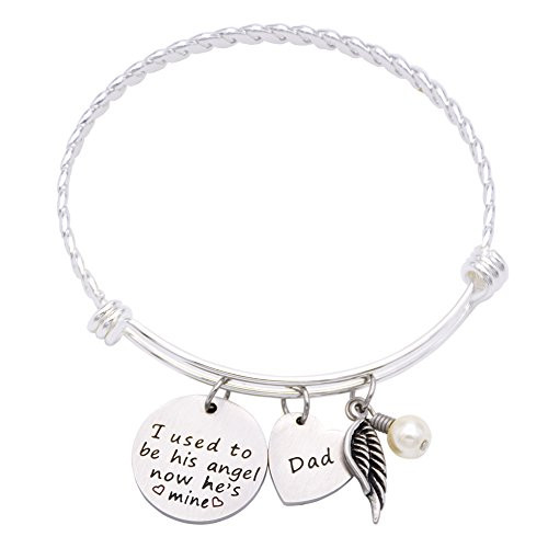 Memorial Necklace I Used To Be His Angel Now He s Mine Necklace Daddy  In Memory Of Loved One Dad Angel-Bracelet