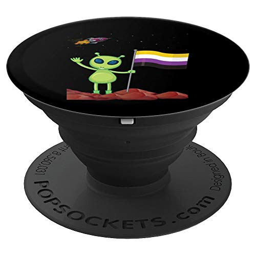 Nonbinary Flag Alien Pride LGBTQIA UFO Space Area 51 Trans PopSockets Grip and Stand for Phones and Tablets