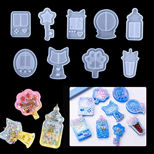 iSuperb 9 Pack Resin Silicone Molds Quicksand Casting Molds Epoxy Resin Shaker Mold for DIY Pendant Jewelry Decoration Craft Making iSuperb 9 Pack Resin Silicone Molds Quicksand Casting Molds Epoxy Resin Shaker Mold for DIY Pendant Jewelry Decoration Craft Making
