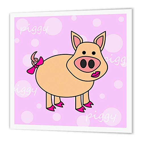 3dRose ht62941 Pink Piggy Design-Happy Girl Pig-Iron on Heat Transfer Paper for White Material  8 by 8-Inch