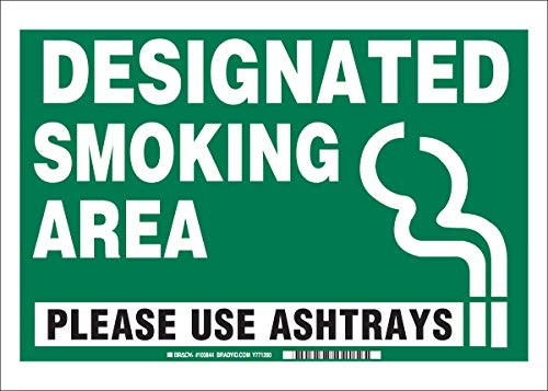 Brady 103844 Plastic  14  X 10  Legend  Designated Smoking Area Please Use Ashtrays