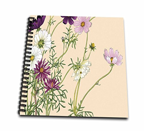 3dRose db_175418_2 Pretty Pink, White & Purple Cosmos Memory Book, 12 by 12"