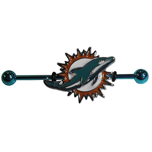 NFL Siskiyou Sports Fan Shop Miami Dolphins Industrial Slider Barbell 14 Gauge Team Color