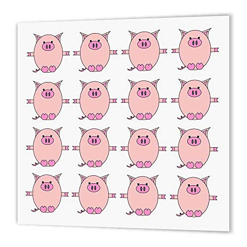 3dRose ht62952 Piggy Power-Pink Pig Print-Iron on Heat Transfer Paper for White Material  6 by 6-Inch