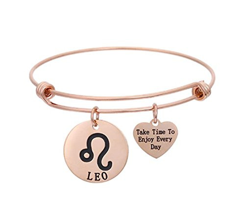 RUNXINTD Rose Gold Zodiac Sign Bracelets 12 Zodiac Constellation Jewelry Gift for Women Girls Leo RUNXINTD Rose Gold Zodiac Sign Bracelets 12 Zodiac Constellation Jewelry Gift for Women Girls Leo