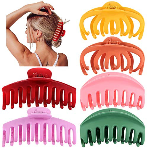 NVENF 6PCS Large Hair Claw Clips for Women Nonslip Banana Hair Jaw Clamp Jumbo Strong Hold Hair Catch Barrettes Makeup Styling Hair Clip for Thick Long Hair