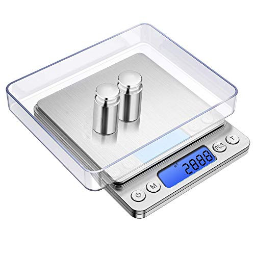 JOYIT Digital Kitchen Scale 500g-0-01g - Stainless Steel Cooking Food Scale Coffee Scale with 2 Trays LCD Display Auto Off JOYIT Digital Kitchen Scale 500g-0-01g - Stainless Steel Cooking Food Scale Coffee Scale with 2 Trays LCD Display Auto Off