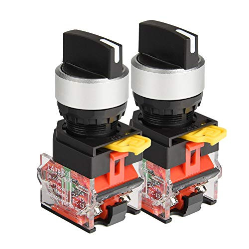 APIELE 22mm 2 Position Selector Switch 10A 440V Push Button Switch Maintained Pack of 2