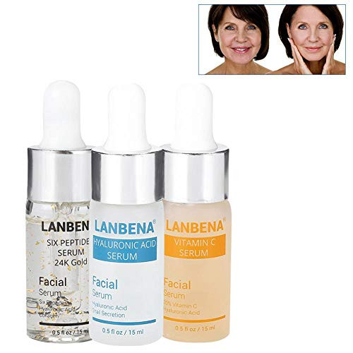 Vitamin C Serum for Face 24K Gold Anti-aging Facial Cream Rich with Hyaluronic Acid Serum Six Peptides Serum to Remove Wrinkles Freckles and Spots