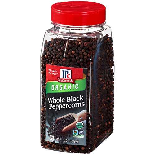 McCormick Whole Black Peppercorns Organic  Non-GMO  Kosher  14-7 oz