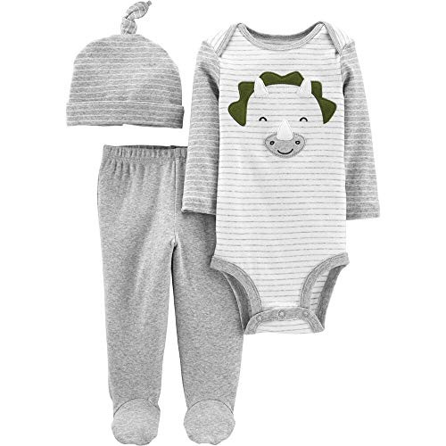 Carter s 3-Piece Dinosaur Take-Me-Home Set 3 Months Gray and White