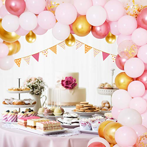 Birchio Pink Balloons Garland Kit 102PCS Rose Gold Pink White Gold Balloons and Pink Confetti Balloons Arch Kit for Baby Shower Birthday Wedding Bridal Shower Party Decoration Birchio Pink Balloons Garland Kit 102PCS Rose Gold Pink White Gold Balloons and Pink Confetti Balloons Arch Kit for Baby Shower Birthday Wedding Bridal Shower Party Decoration
