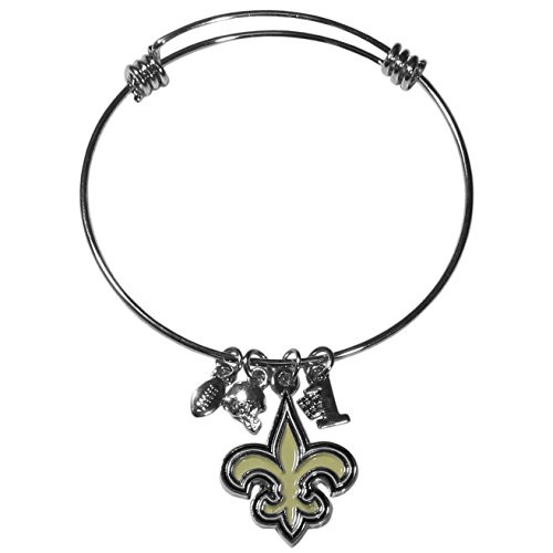 NFL Siskiyou Sports Womens New Orleans Saints Charm Bangle Bracelet One Size Team Color NFL Siskiyou Sports Womens New Orleans Saints Charm Bangle Bracelet One Size Team Color