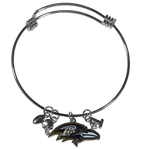 NFL Siskiyou Sports Womens Baltimore Ravens Charm Bangle Bracelet One Size Team Color