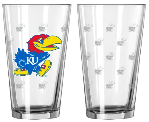 Kansas Jayhawks KU NCAA Satin Etch Pint Glass Set
