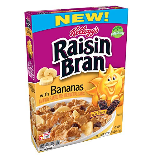 Discontinued Version Kellogg s Raisin Bran  Breakfast Cereal  With Bananas  Good Source of Fiber  14-5 oz Box