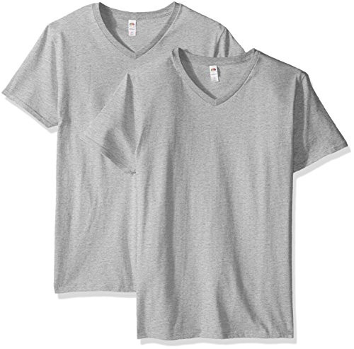 Fruit of the Loom Men s Lightweight Cotton V-Neck T-Shirt Multipack  Athletic Heather  X-Large