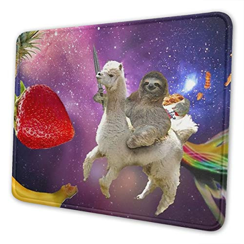 Funny Sloth Riding Llama Mouse Pad with Stitched Edge  Premium-Textured Mouse Mat  Non-Slip Rubber Base Mousepad for Laptop  Computer   PC  10-3x8-3x0-03 inch