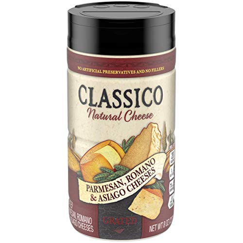 Classico Grated Parmesan  Romano and Asiago Cheese 8 oz Shaker