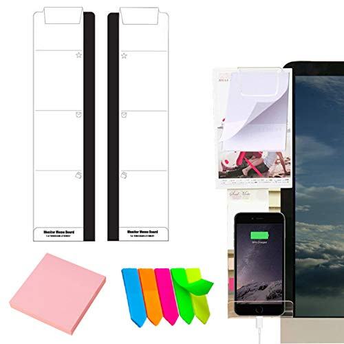 Monitor Memo Board 2 Pcs Acrylic Message Memo Boards Pad Phone Holder Left   Right Computer Monitors Screen Side Panel Sticky Reminder with Sticky Notes  Colored Index Tabs