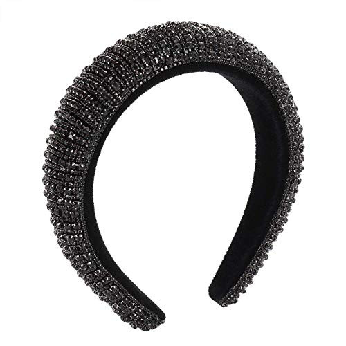 Hestiasko Fashion Diamond Headbands - Sparkling Rhinestone Headband Bling Hair Bands Durable Handmade Hairbands for Women Girls  Black