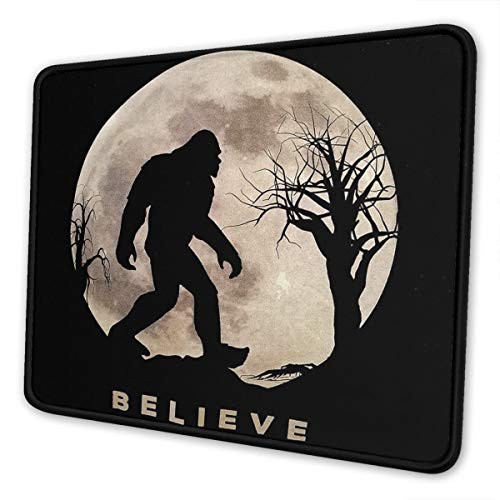 Mouse Pad Funny Bigfoot Sasquatch Full Moon Mouse Mat Non-Slip Rubber Base with Stitched Edge Mousepad for Office Home Laptop Gaming Computer PC 10×12 inch