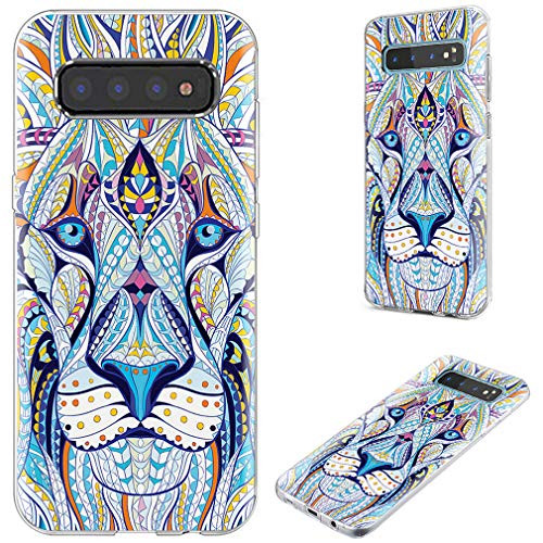 VoMotec- Samsung Galaxy S10 Plus Case  Full Protective Anti-Scratch Slim Flexible Soft TPU Silicone Back Cover Phone Cases for Samsung Galaxy S10 Plus S10 Cute Totem Tattoo Head of The Lion Animal
