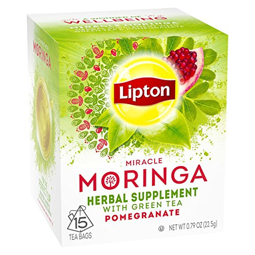 Lipton Herbal Supplement Tea Bags  Miracle Moringa with Green Tea and Pomegranate  15 ct  Pack of 4