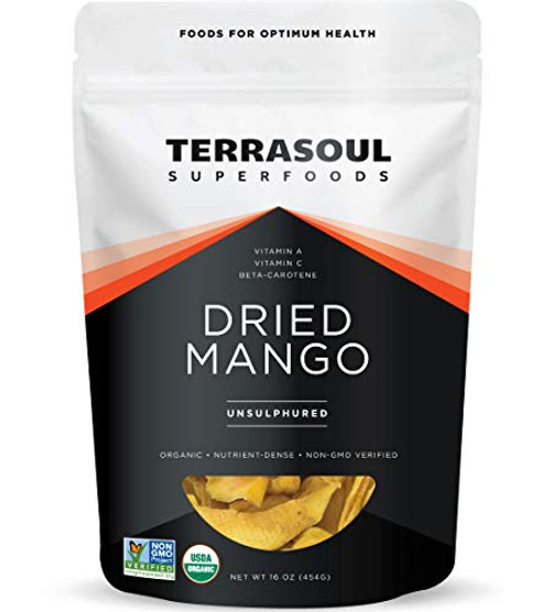 Terrasoul Superfoods Organic Dried Mango Slices  16 Oz - Naturally Sweet   Tart   Healthy Prebiotic