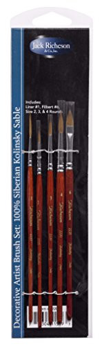 Jack Richeson 22201 Siberian Kolinsky Sable Brush (Set of 5)