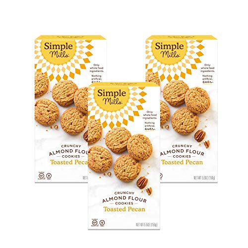 Simple Mills Almond Flour Toasted Pecan Cookies  Gluten Free and Delicious Crunchy Cookies  Organic Coconut Oil  Good for Snacks  Made with whole foods  3 Count Packaging May Vary
