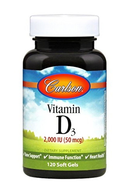 Carlson - Vitamin D3  2000 IU 50 mcg  Immune Support  Bone Health  Muscle Health  Cholecalciferol  Vitamin D Supplements  Vitamin D3 Soft Gels  120 Softgels