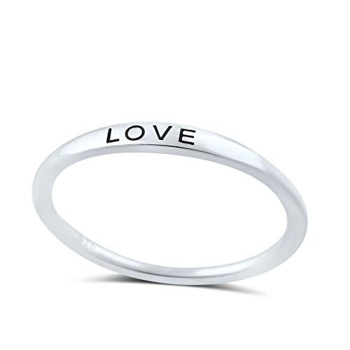 Sterling Silver Thin Stackable Love Ring - Size 11