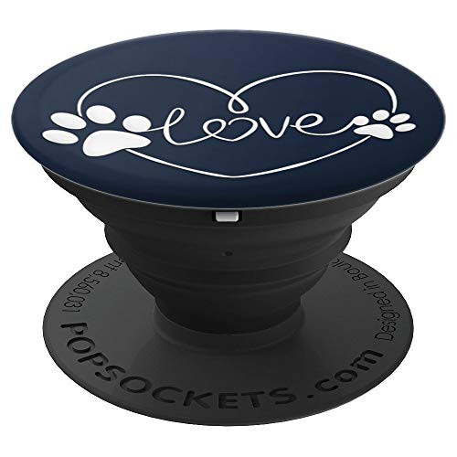 Silver White Dog Paw Print Heart Love On Dark Navy Blue PopSockets Grip and Stand for Phones and Tablets Silver White Dog Paw Print Heart Love On Dark Navy Blue PopSockets Grip and Stand for Phones and Tablets