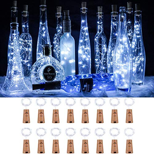 Wine Bottle Lights 16 Pack 20 LEDs with Cork String Lights for Wine Bottles Battery Included Powered for DIY Indoor Bedroom Party Wedding Christmas Halloween Decor Cool White