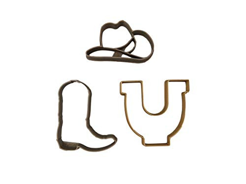 Cowboy Boot  Hat and Horseshoe Cookie Cutters 3 Pack