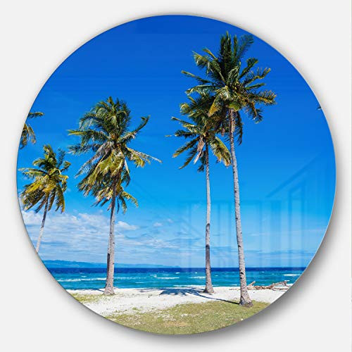 Designart MT11591-C38 Palms on Philippines Tropical Beach Modern Seascape Disc Metal Artwork - Disc of 38,Blue/White,38 X 38 Designart MT11591-C38 Palms on Philippines Tropical Beach Modern Seascape Disc Metal Artwork - Disc of 38,Blue/White,38 X 38