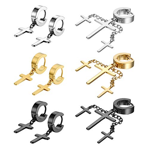 Aroncent Mens Womens Cross Tassel Stainless Steel Urban Huggie Hinged Hoop Dangle Earrings Cross Drop Dangle Earrings Aroncent Mens Womens Cross Tassel Stainless Steel Urban Huggie Hinged Hoop Dangle Earrings Cross Drop Dangle Earrings