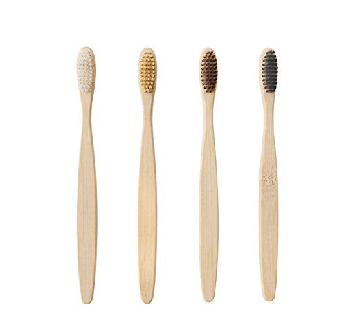AMDXD Toothbrush 4 Pack Organic Bamboo Toothbrush Soft Nylon Bristle Toothbrush Biodegradable